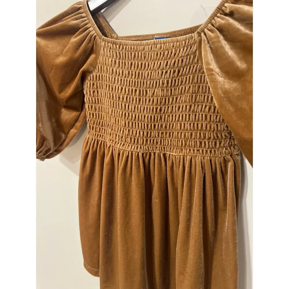 Old Navy, Brown Girls Dress,Puffy Sleeve,Poly Blend, Size 4T, NB98